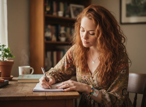 Clara writing in her journal — Finding Klára